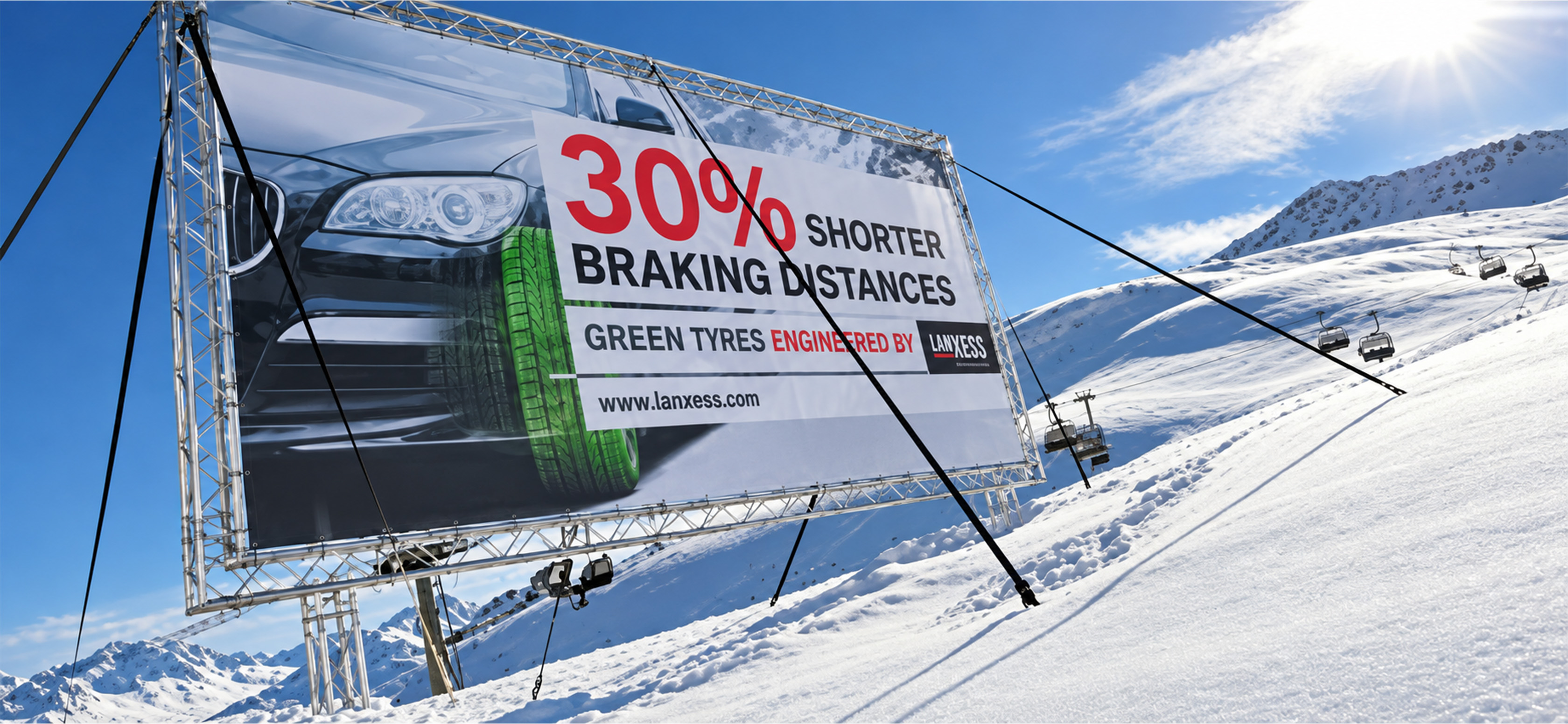 Large-format billboard installation in Davos