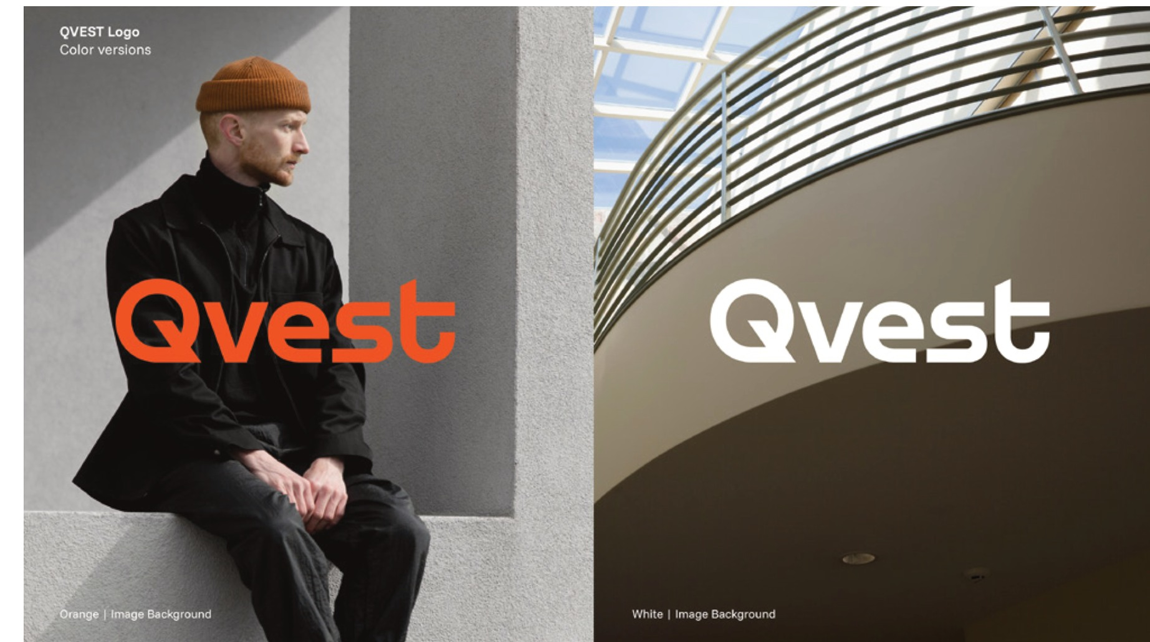 QVEST logo colour applications within the new brand identity